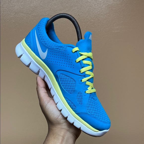 2012 Nike Flex Run Fitsole Turquoise Volt White Running Sneakers - Picture 12 of 16